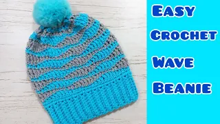 Beautiful Crochet Beanie with two colors😍. Crochet wave Beanie For Beginners