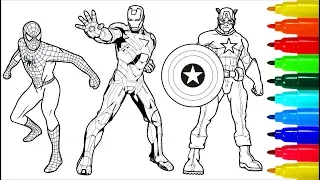 Spiderman Wolverine Iron Man Coloring Book | Colouring Pages for Kids with Colored Markers