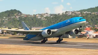 Very Beautiful View When Landing!!! KLM Boeing 777 Perfect Landing at Willington Airport