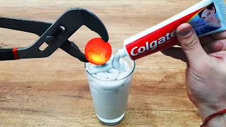 EXPERIMENT Glowing 1000 Degree METAL BALL vs TOOTHPASTE