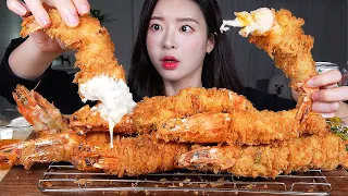 ASMR MUKBANG | Massive Deep-fried King Tiger Shrimps 🦐 Gat-Kimchi & Tartar Sauce & Hot Chili Sauce