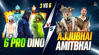 6 PRO DINO PLAYER VS AJJUBHAI AMITBHAI BEST CS FF GAMEPLAY | GARENA FREE FIRE