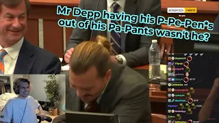 xQc reacts to Johnny Depp breaksdown laughing during Pen*s Question in Court
