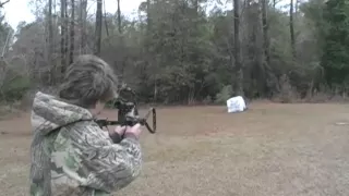 Dustin Shooting the Mini In-Line Vertical Crossbow
