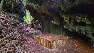 camping in a safe rocky area, staying in a large rock hole
