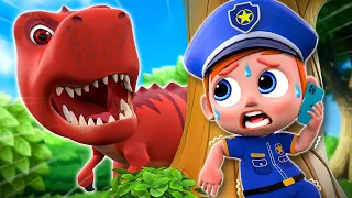 Baby Police vs Giant T-Rex 😱 | Big Monster Song | NEW✨ Nursery Rhymes & Funny Cartoon For Kids