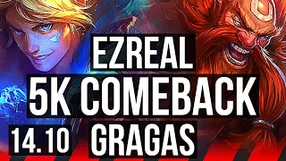 EZREAL vs GRAGAS (TOP) | 11/1/3, 5k comeback, Legendary, 900+ games | NA Master | 14.10