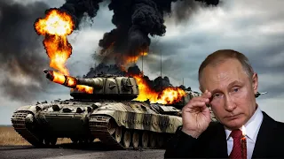 Today! Russian T-72B Tank Convoy Ambushed By Ukrainian LEOPARD 2A6 Tanks