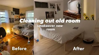 CLEAN out old room🧸+move into new room: aesthetic, building and decorating
