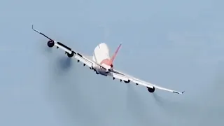 B747 Side Lying Right and Left After Takeoff, Scenes from Aviation