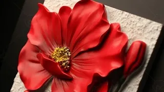 Making flower using wall putty/ Relief paintings/wallputty craft ideas