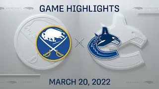 NHL Highlights | Sabres vs. Canucks - Mar. 20, 2022