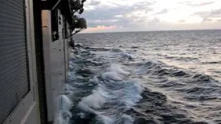 Navy ship goes right over a Blue Whale