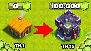 تمكيس القرية من التاون1 الى التاون 15 في  8 دقائق!  | كلاش اوف كلانس Clash of Clans