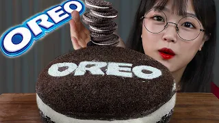 ASMR | SUB | HOMEMADE GIANT OREO CAKE | BAKING & MUKBANG | EATING SOUNDS