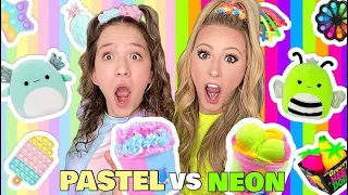 NEON ⚡️🍭 VS PASTEL 🌸❄️ LEARNING EXPRESS SHOPPING CHALLENGE!