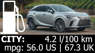 2023 Lexus RX 350h CITY fuel consumption economy real test mpg l/100 km urban traffic RX350h Hybrid