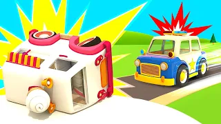 Police car saves the day! An ambulance needs help. NEW episodes of Helper cars cartoons for kids.