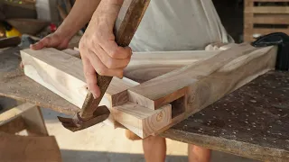 Awesome Techniques Of Carpenter - Hand Cut Three-Way Wood Joints Structure For Wall Shelf