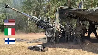 Finnish, Italian and U.S. Sky Soldiers conduct an integrated Artillery Fire Exercise