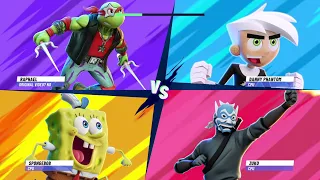 Raphael Vs SpongeBob Vs Zuko Vs Danny Phantom|Nickelodeon All-Star Brawl 2