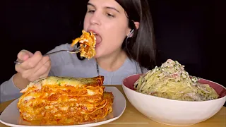 ASMR | MEAT LASAGNA & CREAMY SPAGHETTI | MUKBANG | EATING SOUNDS