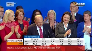 Bundestagswahl 2017: Rede von Martin Schulz zu den vorläufigen Wahlergebnissen vom 24.09.2017