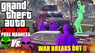 Purple Alien Gang Attack Green Alien Gang GTA 5 Online And how it all started a huge territory War !