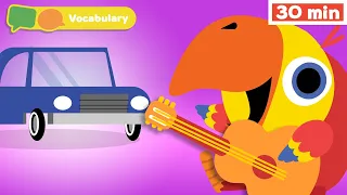 First Words with Larry | Sensory Stimulation for Babies | Vehicles & Music for Kids | Vocabularry