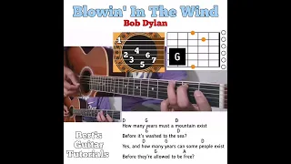 Blowin' In The Wind - Bob Dylan guitar chords w/ lyrics & plucking tutorial