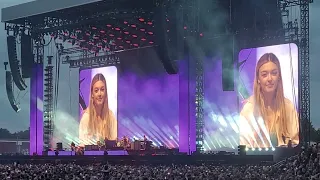 Girl drummer from the crowd at Killers concert in Manchester