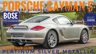 Porsche Cayman S 987 2 PDK in Platinum Silver Metallic with Sport Chrono and Extended Black Leather!
