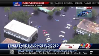 Multiple cars completely underwater in floodwaters caused by Ian