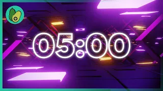5 Minute Countdown Timer - Spectra Light 🌃 with Electronic Dance Music [EDM] (4K UHD)
