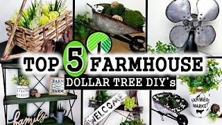 TOP 5 DOLLAR TREE DIY's | BEST FARMHOUSE DIY DECOR | HOME DECOR IDEAS