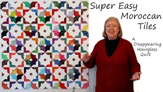Super Easy Moroccan Tiles. A Disappearing Hourglass Quilt Made with 5" Scrap Charms