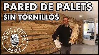 DIY PARED de PALETS sin TORNILLOS. Decoración de una pared de 5 metros pegada con 60segundos