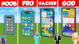 IPHONE 15 PRO MAX HOUSE BUILD CHALLENGE - Minecraft Battle: NOOB vs PRO vs HACKER vs GOD / Animation