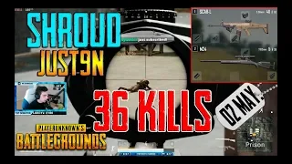 Shroud & Just9n [36 kills] PUBG TOP-1 DUO FPP (02.05.18)