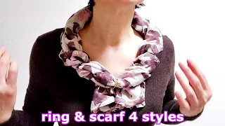 ♡薄地のストールにリングでアクセント！【ストールの巻き方】４アレンジ！how to wear a thin long scarf with rings