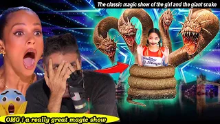 The magician Harley turns giant Half Human-Snake, making the judges panic| American Talent Show 2023