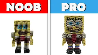 Noob vs Pro Make SpongeBob with Magnetic Balls | Monster Magnets vs SpongeBob Squarepants