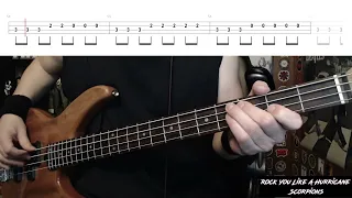 Rock You Like A Hurricane by The Scorpions - Bass Cover with Tabs Play-Along