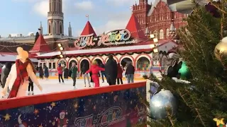 Новогодний ГУМ и ГУМ Каток | Christmas decorations and ice rink on the Red square in Moscow