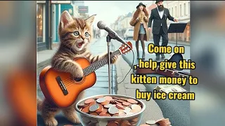 a kitten becomes a singer because he wants to eat ice cream#cute cat # funny cat