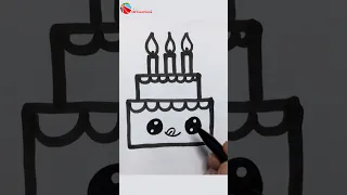 EASIEST BIRTHDAY CAKE DRAWING - #shorts