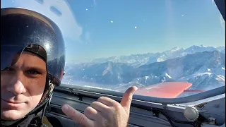 L-29 jet flight in Caucasian mountains in North Ossetia