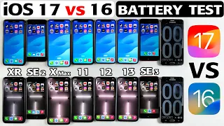 iOS 17 vs iOS 16 Battery Drain Test - iPhone XR vs SE 2 vs Xs Max vs 11 vs 12 vs 13 vs SE 2022