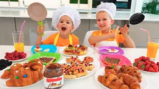 วลาดและนิกิทำอาหารเช้าให้แม่และนิทานตลกๆ สำหรับเด็ก