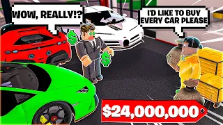 RICH MAN BUYS EVERY SINGLE CAR IN DRIVING EMPIRE!!!!
